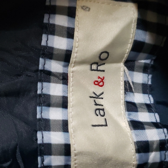 Lark & Ro, Gringham Short Trench Coat, Size M, Navy Color. - Picture 9 of 11